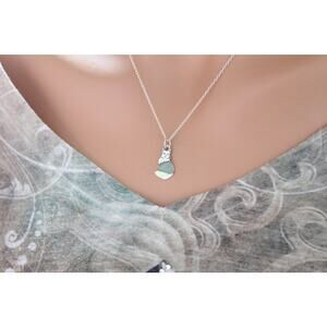 Sterling Silver Fluffy Cat Charm Necklace, Silver Fluffy Cat Charm Necklace